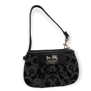 Authentic Coach Wristlet in Black Canvas